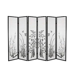Legacy Decor 6 Panel Room Divider Privacy Screen Bamboo Print 71" Tall x 104" Wide