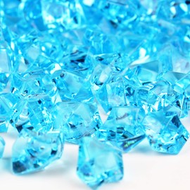CYS EXCEL Acrylic Light Blue Crushed Ice Vase Fillers (Approx. 180-190 PCS, 3 Cups) Plastic Crushed Rock Gems for Arts & Crafts Table Scatter