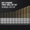 Hex Shank Drill Bit Set, 19Pcs Titanium Twist Drill Bit