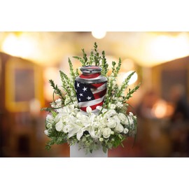 American Flag Cremation Urn for Ashes Adult Male - Beautifully Handcrafted Patriotic & Personalized Cremation Urns for Human Ashes Adult Man for Veteran or Patriot