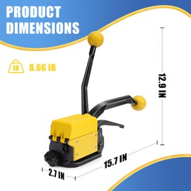 NVOYAJUAN Packaging Metal Steel Strapping Banding Tool Machine for Steel Strap Integrates Functions of Tensioner Crimper and Cutter Sealless Combination (A333-3/4")