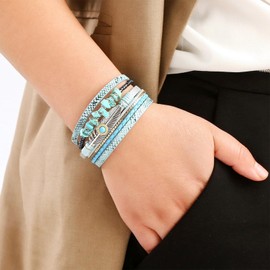 YANCHUN Boho Leather Bracelets for Women Heart Leather Bracelet Western Accessories Stackable Cuff Bracelets Bracelets for Women Trendy 2025, Metal, No gemstone