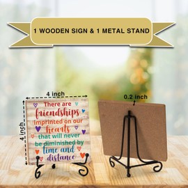 Friendship Gifts For Women Sister Bestie, Friendships Imprinted On Our Hearts Desk Decor, Friends Birthday Gifts Ideas, Best Friend Gift, Gifts For Women Friends, Wood Plaque Sign With Stand (He15)
