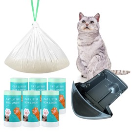 KropBom 120 Count Waste Drawer Liners Bags Compatible with Litter Box Robot 4 and 3, Thick Self-cleaning Cat Litter Box Liners refill with Drawstring Heavy Duty 10-12 Gallons of Capacity