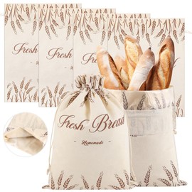 Aliceset 6 Pcs Linen Bread Bags for Homemade Sourdough 17x12 Inch Reusable Sourdough Bread Bags with TPU Inner Lining for Homemade Loaf Keep Fresh Food Storage Gifts