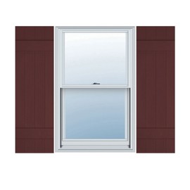 Ekena Millwork LJ4S14X05100WN 14" W Lifetime Vinyl, Standard Four Joined, Board-n-Batten, w/Installation Lok's & Matching Screws Shutter (Per Pair), 51-in. H, 078-Wineberry