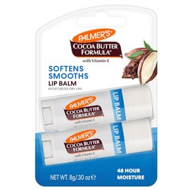 Palmer's Cocoa Butter Formula Dúo-Pack Bálsamo Labial con Manteca de Cacao y Vitamina E, 48 Horas de Humectación, Dermatológicamente Probado 4g x 2