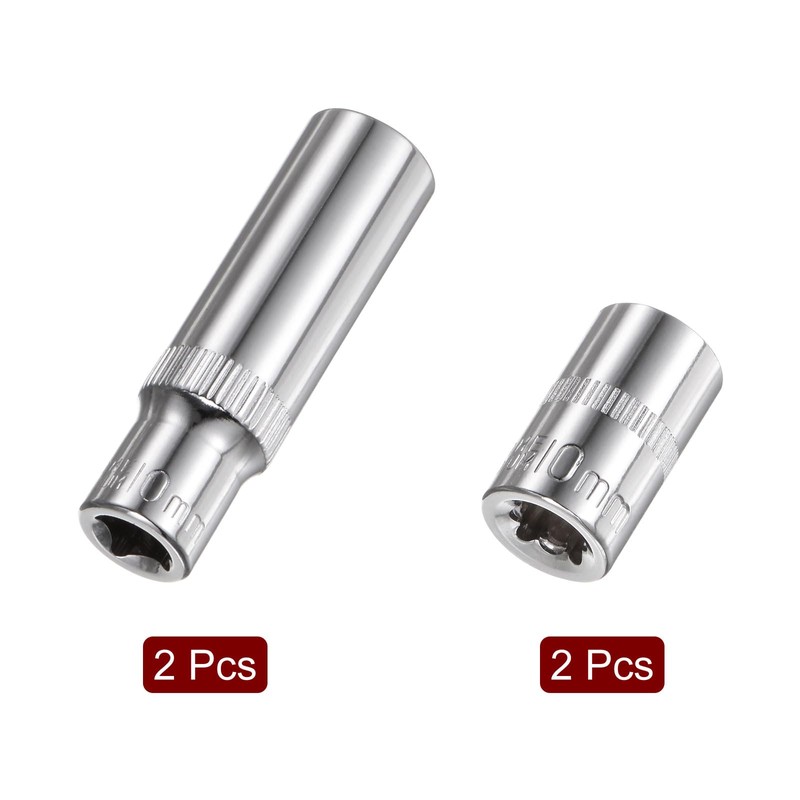 sourcing map 4Pcs 1/4-Inch Drive Deep & Shallow Impact Socket