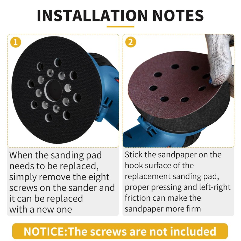 Gnellkoor 5" Hook & Loop Replacement Sander Pad RS034 &