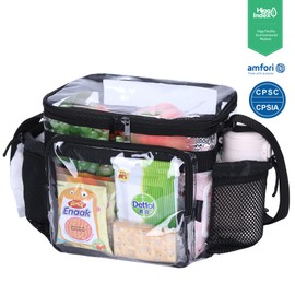 BORMELUN Stadium Approved Clear Lunch Bag - Heavy Duty Medium Transparent Box for Work Correctional Officers Men & Women (black)