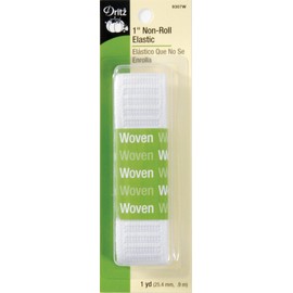 Dritz 9307W Non-Roll Woven Elastic, White, 1-Inch by 1-Yard