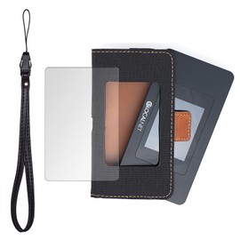 Mobile WiFi Router NA01 Case Cover Leather Compatible (Oxfords Black with Glass Film Enhanced Heat Dissipation)