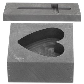 Operitacx Graphite Ingot Mold, Cross Heart Graphite Molds for Casting Metal Gold Silver Aluminum Copper Brass