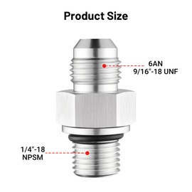 EVIL ENERGY 6AN Male Flare to 1/4" NPSM Transmission Cooler Line Fittings Adapters Aluminum, Fits TH350 TH400 4L60E 700R4, Silver, 2PCS