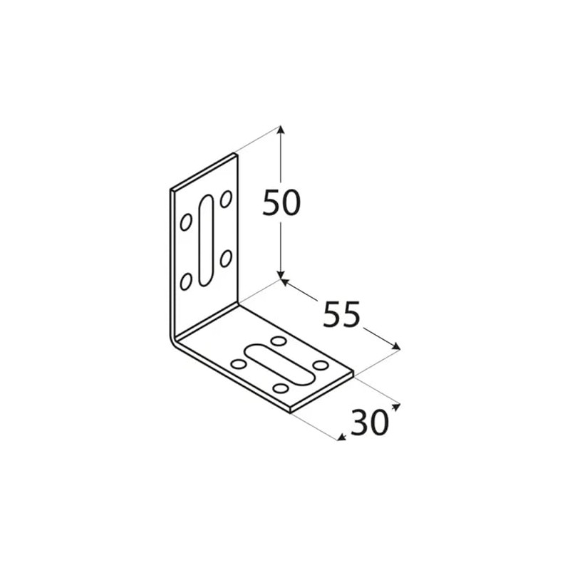 50mm x 55mm x 30mm Galvanised Steel Adjustable Angle Brackets