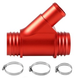 KPALAG CNC Coolant Y-Pipe Weldless Aluminum Coolant Hose Connector with 3 Hose Clamps Compatible With Dodge RAM 2013-2015 6.7L Cummins Dual Radiator