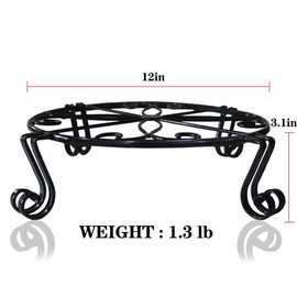 2 Pack Black Plant Stand for Flower Pot Heavy Duty Potted Holder Indoor Outdoor Metal Rustproof Iron Garden Container Round Supports Rack for Planter Bronze, Pumpkin Stand Outdoor…