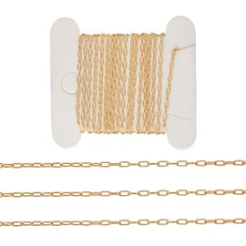 Elecrelive 3.28 Ft 14K Gold Filled Paperclip Chains Brass Permanent Jewelry Chains 2.5mm Oval Link Cable Chains with 1 Square Velvet Bag for Women's Trendy Layering Necklace Bracelet Making