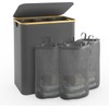 Laundry Hamper with Lid, 145L Extra Large Hamper 3 Section