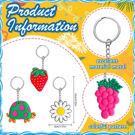 Xandova 46 Pcs Cute Keychains for Kids, Random Different Cartoon Mini Lovely Key Chain Charms Bulk for Classroom Prize Gift Party Favor for Students(Keyring)