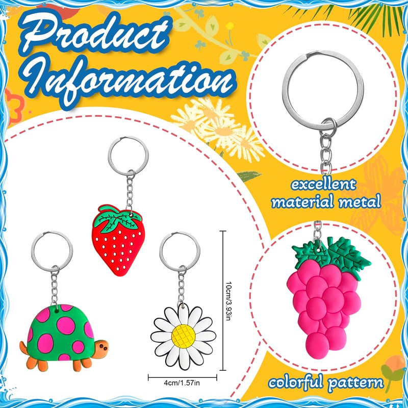 Xandova 46 Pcs Cute Keychains for Kids, Random Different Cartoon