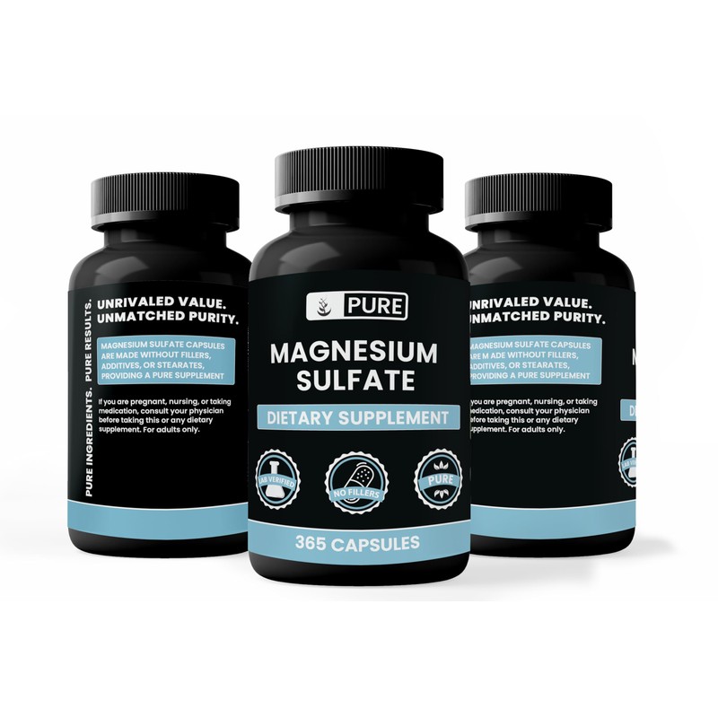 Pure Original Ingredients Magnesium Sulfate (365 Capsules) No Rice Fillers,