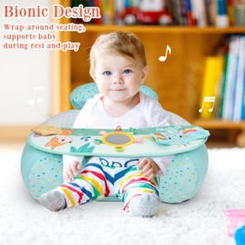 Blublu Park Baby Inflatable Seat with Cover for Babies 3-36 Months, Portable Baby Chair Sit Me Up Floor Seat with Detachable Activity Sensory Tray, Baby Seats for Sitting up, Green
