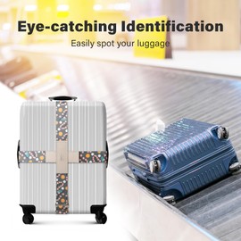 Ekax Luggage Straps for Suitcases, Adjustable Luggage Elastic Belt, Travel Essentials for Airport, Station, Vibrant Designs (Mori Girl)