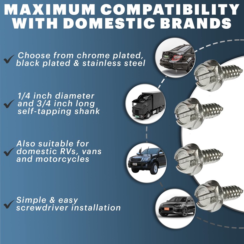 License Plate Screw Kit - Set of 4 Stainless Steel