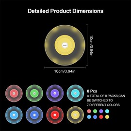 Joycabin Pack of 8 LED Coasters, Colourful LED Coasters, Luminous with 7 Light Modes, Drinks Coasters, Waterproof Luminous Coasters for Parties, Weddings, Bar, Christmas