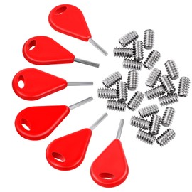 Tandefio 6 Pcs Surf Fin Key Surfing Surf Fin Key with 24 Pcs Fin Screws Universal Hexagon Surfboard Fin Key Replacement for Surfing Board Accessory(Red)