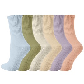 Druuzyl Pilates Socks Women's 6 Pairs Non-Slip with Nubs Non-Slip Socks for Pregnant Cotton Sports Studded Socks Non-Slip Socks for Women Stopper Socks for Yoga 36-41