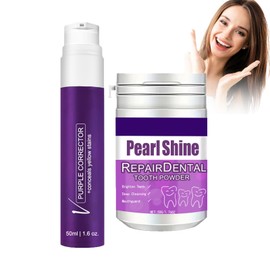 Dyceittdia 2pcs Zahnpasta, v34 50ml Lila Zahnpasta und 50g Violettes Zahnreinigungspulver, Weiße Zähne, Geruch & Zahnstein Reinigung, Frischer Atem, Reinigt Flecken, toothpastes2