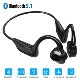 Bone Conduction Headphones,Open Ear Bluetooth 5.1 with Mic Wireless Headphones 8H Playtime, Waterproof Sport Suitable for Running,Cycling, Outdoor Sports Black