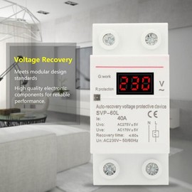 전압 보호 장치 자동 복구 및 앰프 DIN 레일 마운트 보호대 40A Voltage Protection Device Auto Recovery and Amp DIN Rail Mount Protector 40A