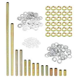 PATIKIL 1/8IP Thread 8 Size Lamp Line Kit with Lock Nuts Washers Fasteners Assortment Hardware for Chandelier Ceiling Light DIY Zinc Plating