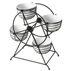 Gourmet Basics by Mikasa Ferris Wheel Rotating Entertaining Caddy Dip Bowl Set, 13 x 11 x 6.5 Inch, Black