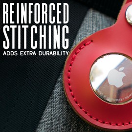 Levy's Leathers Genuine Leather AirTag Holder Keychain Compatiable with All Air Tags with Secure Button Closure, Brown (A66AIR-BRN)