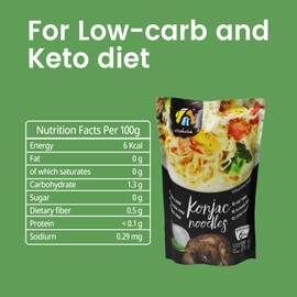 Hethstia Konjac Noodle Fettuccine, 6-Pack Gluten-Free Shirataki Noodles, Low-Carb Konjac Pasta, Keto & Vegan, Sugar-Free, Non-GMO, Low-Calorie