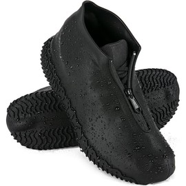 Waterproof Rain Shoe Covers, Silicone Overshoes with Zipper Non-slip Galoshes for Men and Women