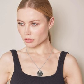 Beyond Brilliance Black and White Diamond Round Pendant Necklace in Sterling Silver