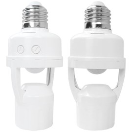 2x Motion Sensor Light Socket,E26/E27 Smart Lamp Bulb Holder Adapter Auto On/Off Light Control Suitable for Garage Basement Porch Storage Room Indoor Use, by YIRVAHERE
