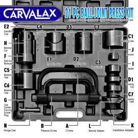 CARVALAX 21-Piece Ball Joint Press Kit, Ball Joint Removal Tool Kit w/Universal Adapters and Sockets for Most 2WD/4WD Cars, Trucks and SUVs