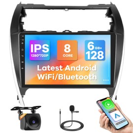 [8-Core 6+128GB] Hikity Android Car Stereo for Toyota Camry 2012 2013 2014 10.1 Inch IPS Touch Screen Radio with Wireless Carplay Android Auto, Bluetooth GPS WiFi 32EQ DSP FM RDS SWC+Mic Backup Cam