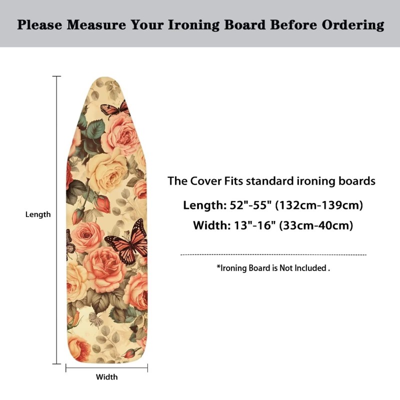 Hinthetall Butterfly Floral Ironing Board Cover and Pad Soft Ironing