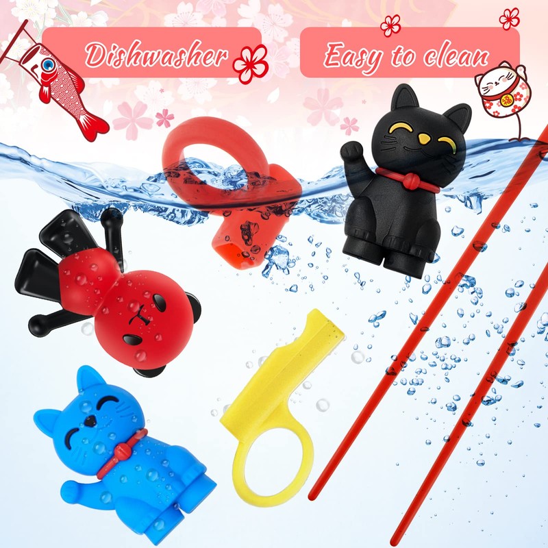 Nuanchu 6 Pairs Training Chopsticks for Beginners, Cute Tableware Reusable