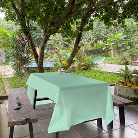 ANECO 100% Compostable Tablecloths for Rectangle Tables (54''x108'', 3 Count) - Green Disposable Rectangular Tablecloth - Anti-Plastic Table Cover for Outdoor, Party, Picnic, Wedding