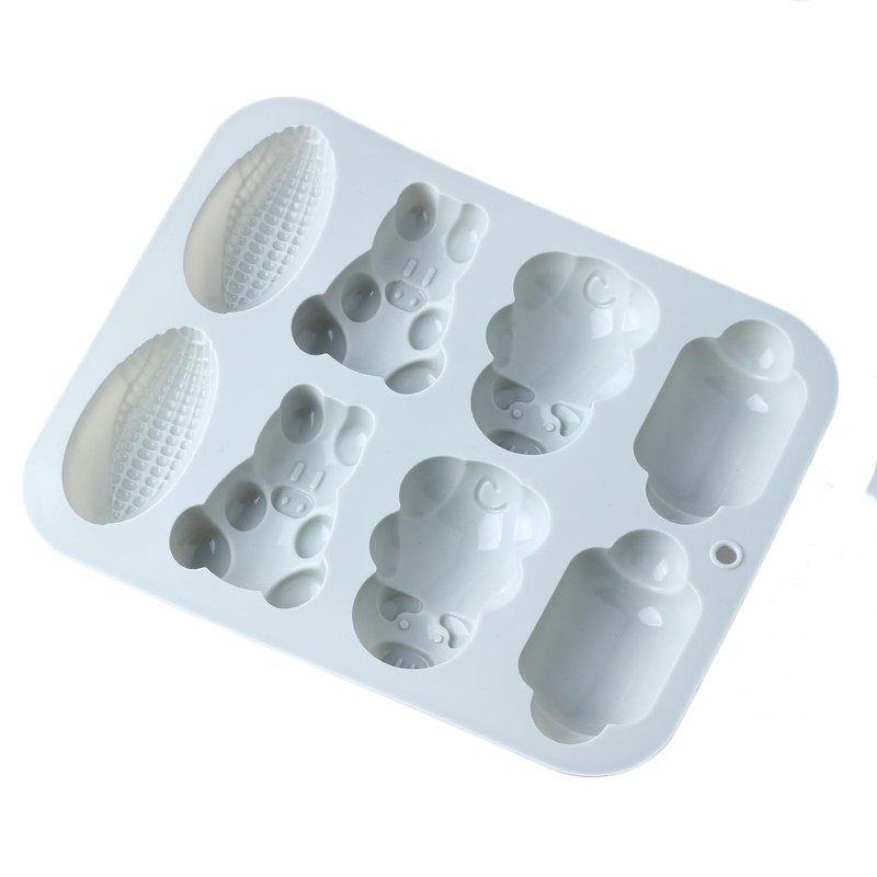 AIBOYA 8 Cavity Corn Pig Silicone Candy Molds For Chocolate