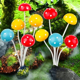 Detene 2 Pcs Garden Mushrooms Outdoor Decor Metal Mushroom Garden Stakes for Potting Shed Flowerpot Colorful Lawn Ornaments for Yard Patio Fairy Garden