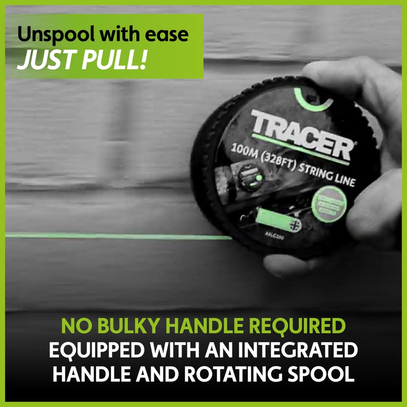 Tracer 100m String Line - Anti-Tangle, High Visibility Builders Line